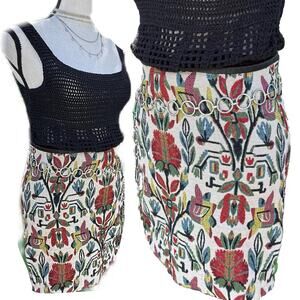 Angie tapestry print mini skirt